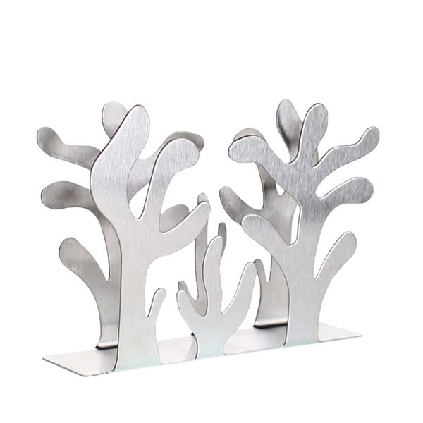 Stainless Steel Napkin Holder Silver Plants Shape Serviette Holder Modern Metal Napkin Holder for Kitchen Countertops, Dinning, Picnic Table