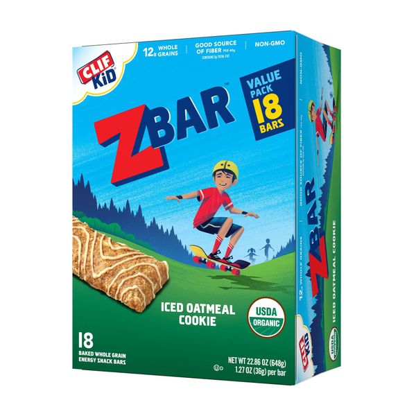 CLIF Kid Zbar - Iced Oatmeal Cookie - Soft Baked Whole Grain Snack Bars - USDA Organic - Non-GMO - Plant-Based - 1.27 oz. (18 Pack)