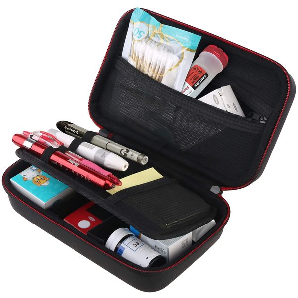 BOVKE Diabetic Supplies Travel Case, Insulin Pen and Medication Carrying Case, Portable Storage Bag for Glucose Meters,Test Strips, Lancets, Syringe, Infusion Sets, Needles, Black. CASE ONLY!