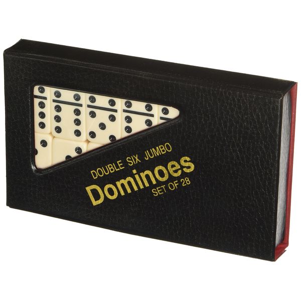 CHH Black/Cream Color Double 6 Jumbo Size Domino Tiles in Snap Vinyl Case