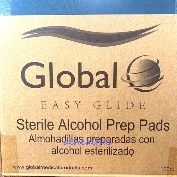 Global Easy Glide Sterile Alcohol Prep Pads Case-50 boxes of 100