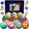 Galaxy Bath Bombs for Kids with Toys Inside - Organic Bubble Bath Fizzies with Educational Outer Space Planet Surprises. Gentle and Kids Friendly Bubble Bath Fizzy, Birthday Gift for Boys, Girl