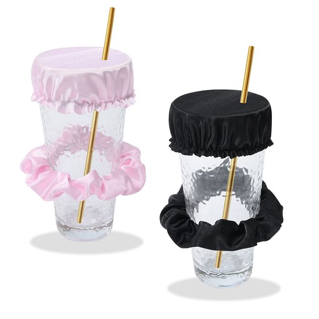 Anti Spike GeträNkeabdeckungen, GeträNkeschutz Scrunchie Waschbar und Wiederverwendbar Anti Spike Drink Covers GeträNke Schutz Party Antidrogenschutz fürs Glas (Schwarz+Rosa)