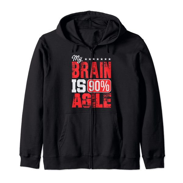 Agile Brain Scrum Lean Project Management Funny PM Coach Zip Hoodie