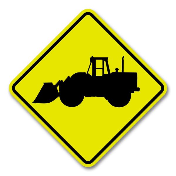 Tractor Loader 16" Diamond Yellow Crossing Aluminum Sign Construction Mining