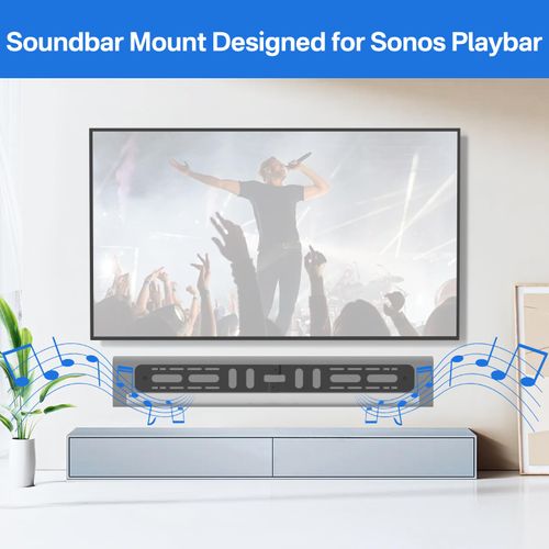 notiela Heavy-Duty Soundbar Wall Mount for Sonos Playbar Wall Mount Bracket for Space Saving - Durable Metal Mounting Bracket for Sonos Playbar Mount Under or Above TV Easy to Install