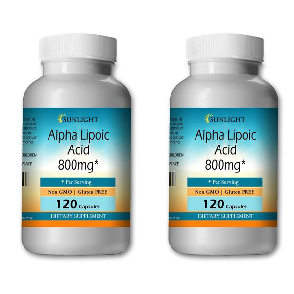 Alpha Lipoic Acid 2 BOTTLES High Potency 800mg Serving 240 Capsules Cheap USA