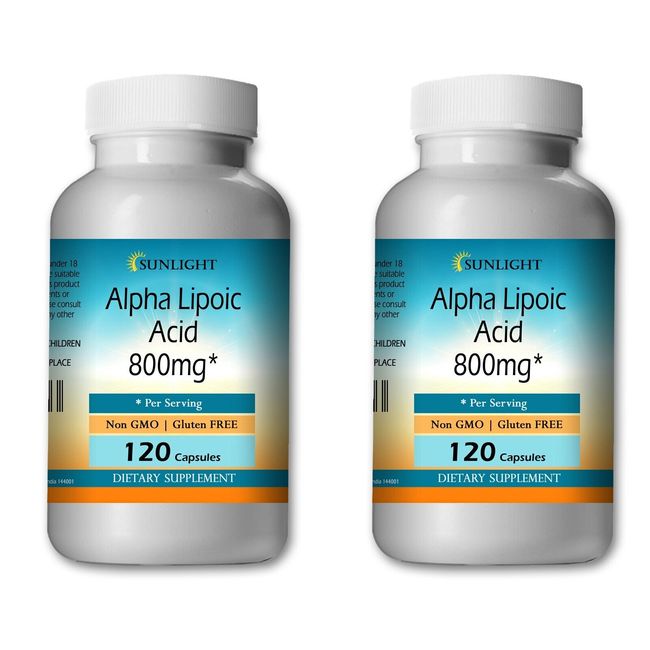 Alpha Lipoic Acid 2 BOTTLES High Potency 800mg Serving 240 Capsules Cheap USA