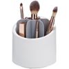 Makeup Brush Organiser, Grey Holder with Dividers, Rotating Cosmetics Storage