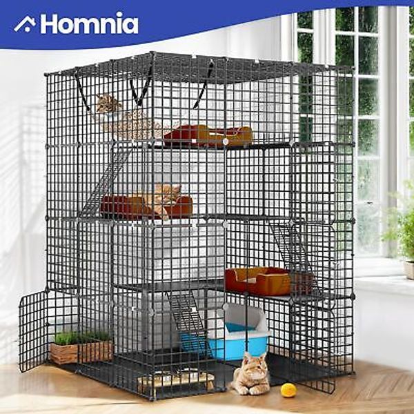 41" x 55" Cat House Pet Cage w/ Hammock 4 Tier Rabbit Bunny Playpen Dog Kennels