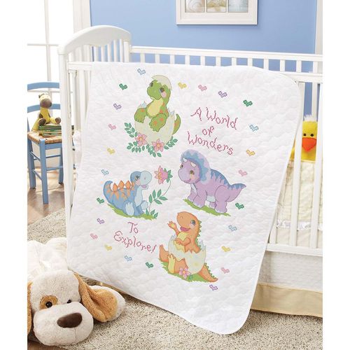 Herrschners Baby Pre-Quilted A World of Wonders Quilt Stamped Cross-Stitch