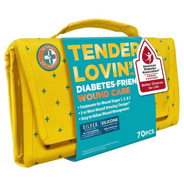 Be Smart Get Prepared Tender Lovin’ Diabetes-Friendly Wound Care - 70 Pieces - Designed for Home, Travel, Office & Care Facilities - Compact & Portable