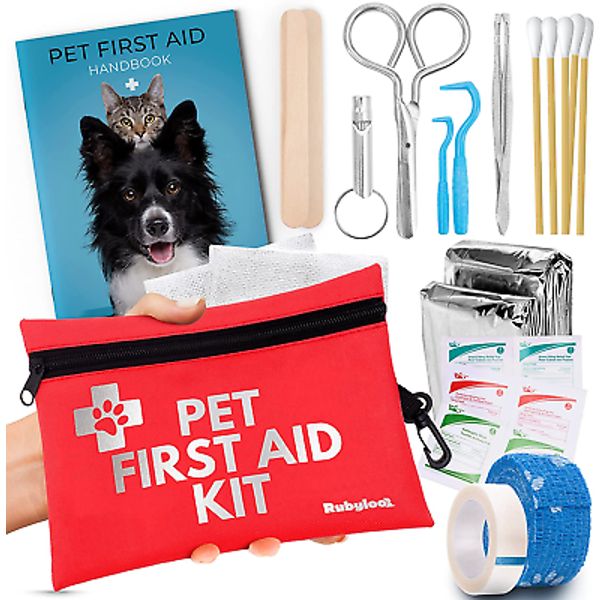 Dog First Aid Kit for Travel | Pet First Aid Supplies for Dog & Cat | Compact Se