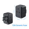 JSVER Plug Adapter USB with 4 Way Sockets 13A Cube Extension Plug Multi Plug Extension Wall Socket Wall Plug Extender for Home, Office Black