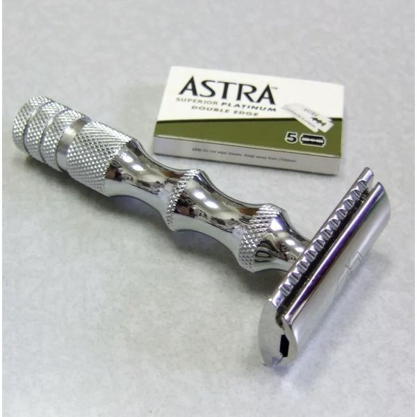 Steel Handle Safety Razor with Chrome Head