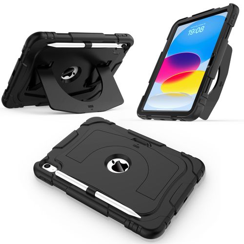 CCMAO Kids Case for New iPad (A16) 11 Inch 2025, iPad 10th Gen 10.9 Inch 2022, with Portable Handle Kickstand and Pencil Holder, Heavy Duty Shockproof Rugged Protective Case for iPad 11/10 Gen, Black