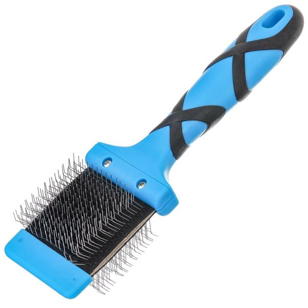 GROOM PROFESSIONAL Double Sided Flexible Slicker Dog Brush - Dog Grooming Brush for Dematting - Ergonomic and Comfortable Pet Brush - Perfect for Everyday Grooming - Firm