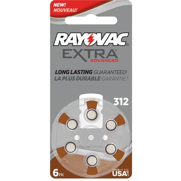 60 Rayovac Extra Hearing Aid Batteries Size: 312 + Battery Holder Kit