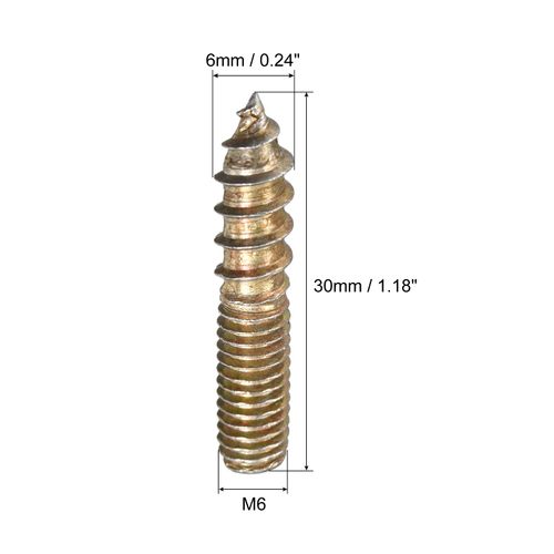 uxcell Hanger Bolts Double End Screws Dowel Screws for Connecting Wood Furniture M6x30 mm 24 Pieces