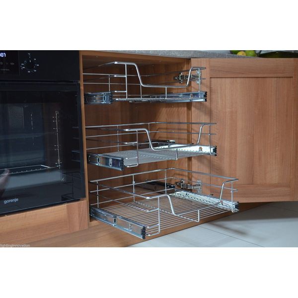 Lighting Innovations 1 X 500MM PULL OUT WIRE BASKET KITCHEN LARDER BASE UNIT CUPBOARD SOFT CLOSE