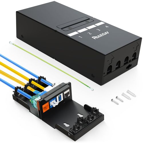 PBAEGAV 4 Port Blank Keystone Patch Panel Shielded Compatible with LC/SC/ST/FC/USB/HDMI Keystone Jack for Desk Mount Home Ethernet Termination Box (1U 4 Port Blank Patch Panel)