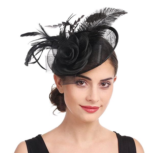 Ladies Flower Feather Fascinator Hat Veil Net Headband Clip Pillbox Hat Wedding Bridal Hair Clip Headpiece Top Hat Race Ascot Cocktail Tea Party Headwear Bowler Hat Banquet Hair Accessories