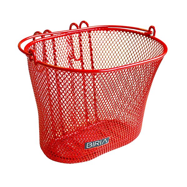 BIRIA Basket with Hooks RED, Front, Removable, Wire mesh Small Kids Bicycle Basket, RED