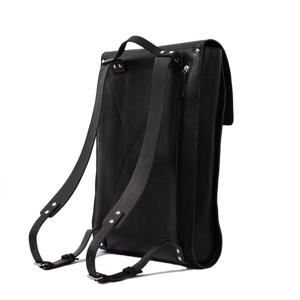 Leather laptop backpack - The Minimalist (Black) - Black