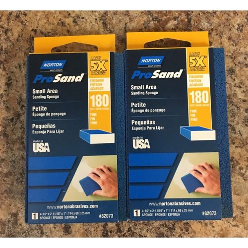 Norton 82073 ProSand 4.5" x 2.69" x 1" 180 Grit Fine Sanding Sponge 2 Pk