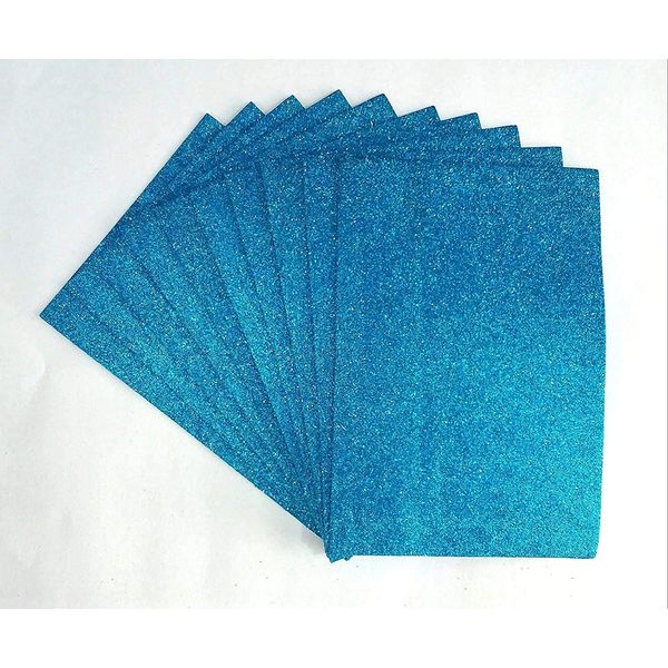 EliteKoopers 10 pcs Blue A4 Glitter Foam Sheets for Christmas Bows, Arts, Crafts and Decoration