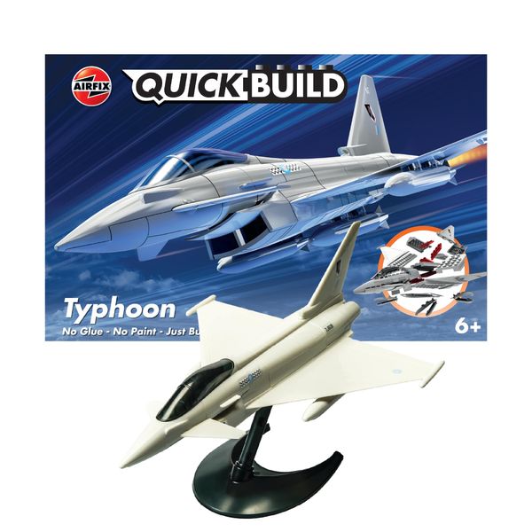 Airfix QUICKBUILD Model Aircraft Kits - Eurofighter Typhoon Plane Building Kit for Kids 6+, Construction Toys for Boys & Girls, No Glue Model Building - Model Airplane Starter Set, Aeroplane Gifts