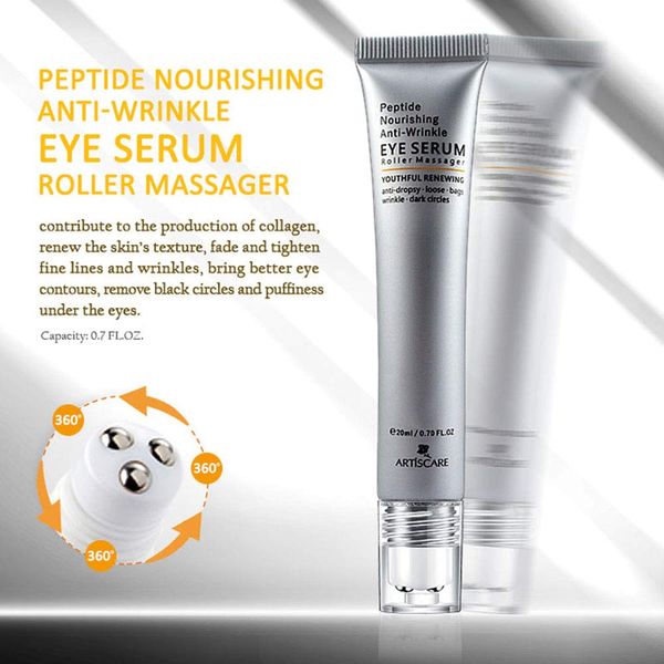 MIESCHER Eye Peptide Serum Eye Massage Roller Nourishing Relieve Loose Eye Bags Dark Circles Eye Skin Care Under Eye Cream for Fine Wrinkles and Puffiness Daily Skincare(Nourishing Grey)