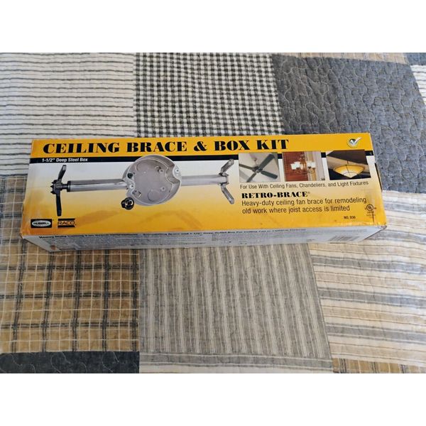 Ceiling Brace And Box Kit Retro Brace 1.5  Inches Deep Steel Box Ceiling Fans