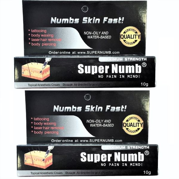 2 X 10g SuperNumb skin numb numbing cream painless piercings waxing laser