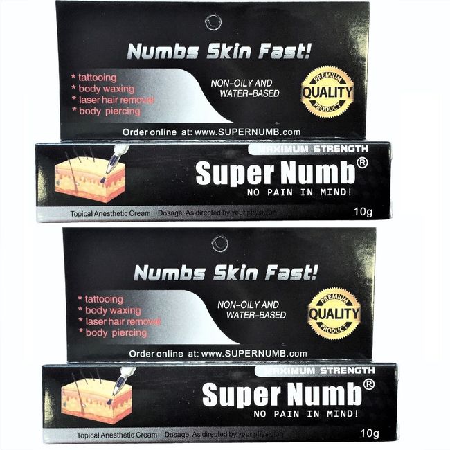 2 X 10g SuperNumb skin numb numbing cream painless piercings waxing laser