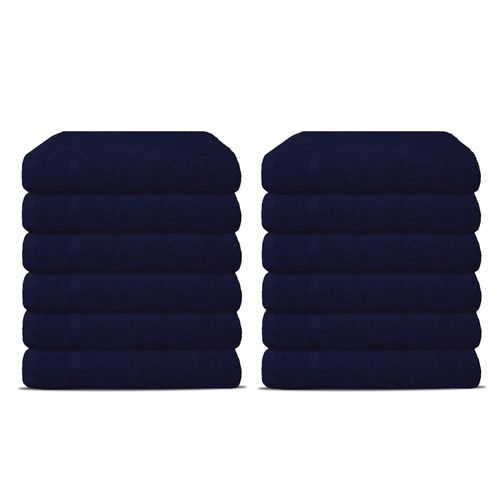 Salon Towels Pack of 12 Super Absorbent Quick Dry Navy Blue Hand Towels Medium Size 25x15 Inches Double Stitched 100% Ring Spun Soft Cotton Spa Towels for Gym, Hotel, Home & Pool