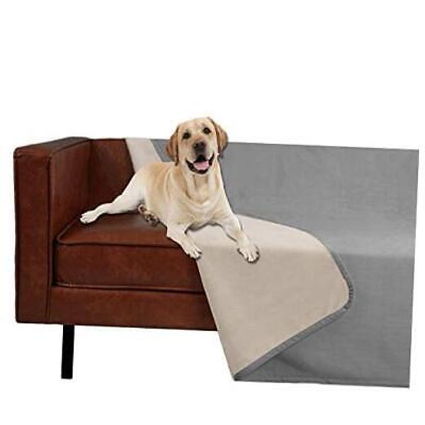 Pet Bed Blanket Reversible 100% Waterproof 68x82 Inches Light Grey+beige