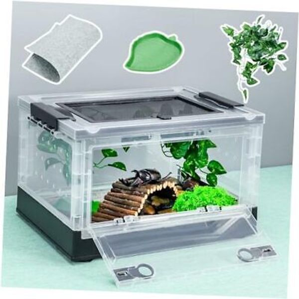 Foldable 16" Reptile Terrariums, Snake Tanks, and Small (16"x11.4"x9.3") Black