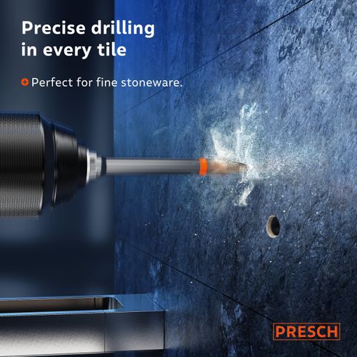 Presch Tile Drill Bit & Concrete Drill Bit Set ⌀ 6mm | Drill Bit for Ceramic, Hard Tiles, Porcelain, and Glass | Porcelain Drill Bit, Ceramic Drill bit Included Matching Concrete Drill and Box