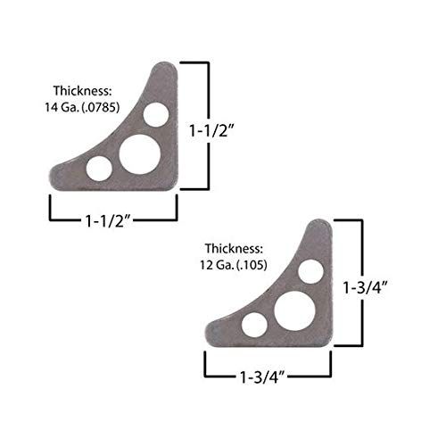 Speedway Motors 50-Piece Steel Weld Gusset Plates Set with Holes, Roll Cage Chassis Bar, 1-1/2" & 1-3/4" Sizes, 14 & 12 Gauge, Natural Finish, Economical Pack