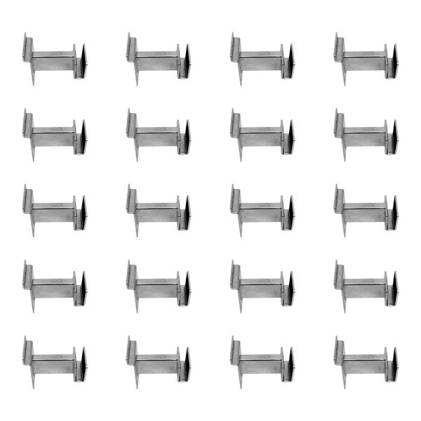 20 Pc 3" Chrome Slatwall Hangrail Bracket Hold 1-3/4" X 1/2" Rectangular Tube