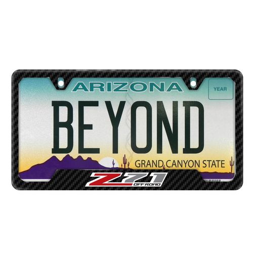iPick Image for Chevrolet Z71 Black Carbon Fiber Texture ABS Plastic 50 States License Plate Frame is Official Licensed
