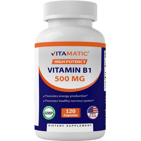 Vitamatic Vitamin B1 (Thiamine) 500mg, 120 Capsules