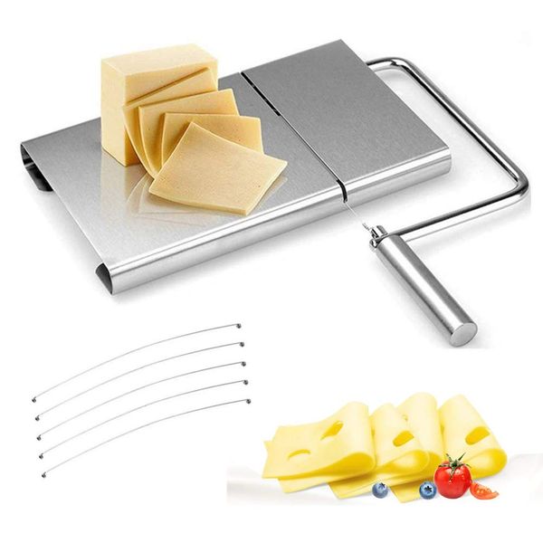 sinzau Cheese Slicer Stainless Steel Wire Cutter for Hard and Semi Hard Cheese Butter Sausage, 5 Wires Included