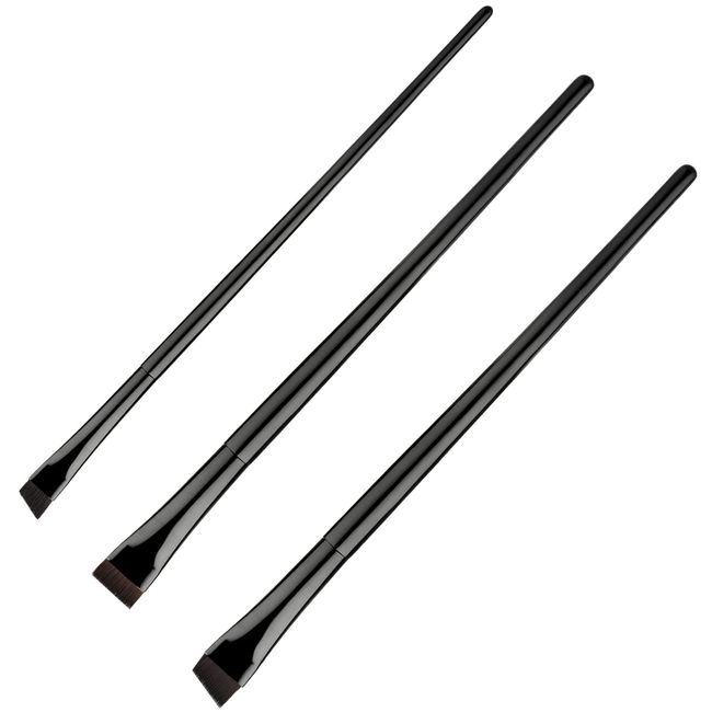 3 Stück Eyeliner Pinsel Set, Gewinkelter Eyeliner Pinsel Schräg & Flach, Abgeschrägter Gewinkelter Brauenpinsel Eyeliner Make-Up-Pinsel für Lidschatten Augenbrauen Kosmetik