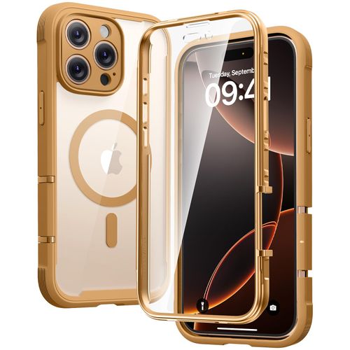 Diaclara Designed for iPhone 16 Pro Max Case, Full Body Rugged with Touch Sensitive Anti-Scratch Screen Protector, Compatible with MagSafe, Soft TPU Bumper Case for iPhone 16 Pro Max 6.9'', Brown