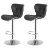 Set of 4 Black Bar Stools w/Shell Back PU Leather Back Adjustable Swivel Stools