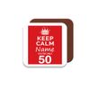 Muggz - Personalised - Coaster - 50th Birthday Gift - Keep Calm Design - Red