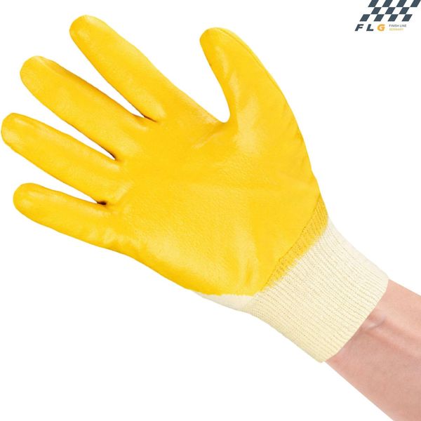 FLG Nitrile Gloves 12 Pairs Yellow with Knitted Cuff Cotton Gloves with Nitrile Coating Work Gloves (6)