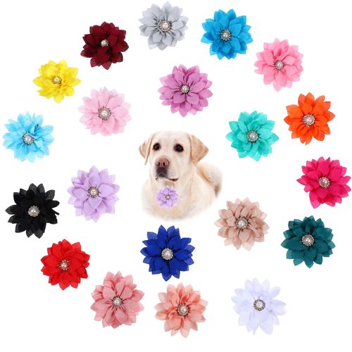 EupHHonycs 20 PCS Dog Collar Flowers, Dog Flower Collar Accessory, Multi Color Flower Dogs Collars, Dogs Collars Charms for Cat Puppy Grooming Accessories
